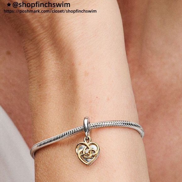 Pandora Lab-grown Diamond Engravable Mum Double Dangle Charm - Picture 5 of 6